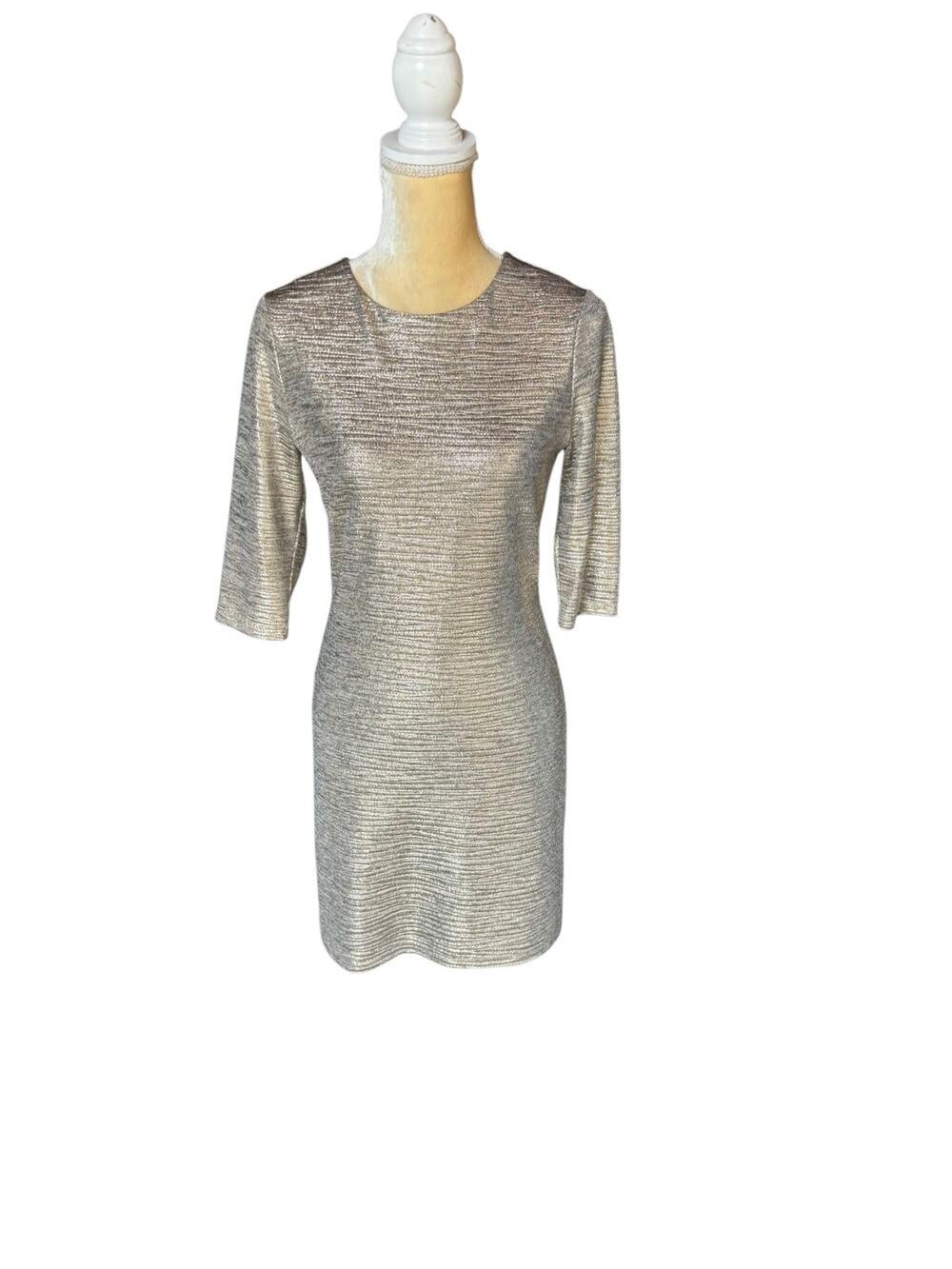 Alice + Olivia Delora Metallic Gold Dress Size 8